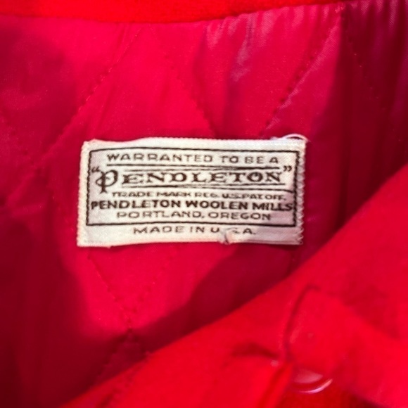 Vintage Pendleton Woolen Mills Jacket Wool Made In USA Red Duffle Large - Picture 7 of 16